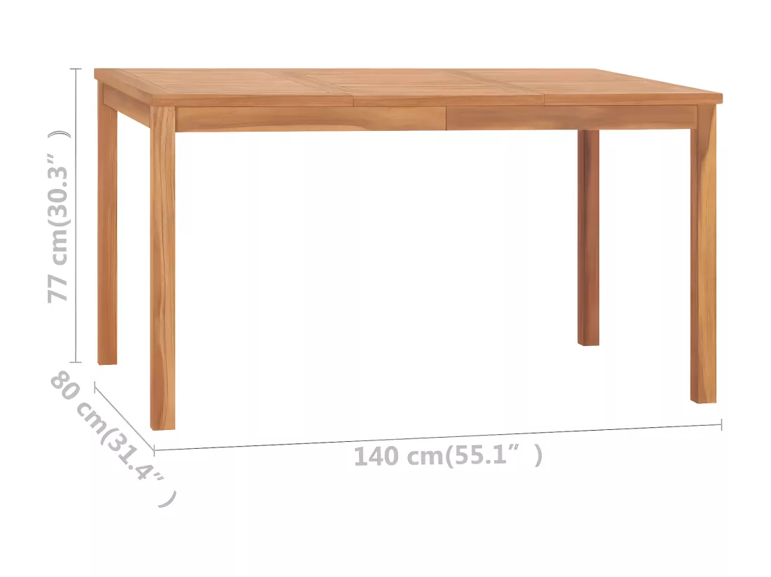 Prolenta Premium - Table à dîner de jardin 140x80x77 cm Bois de teck solide