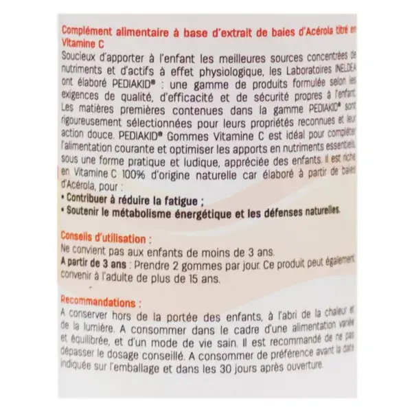 Pediakid Vitamina C em Gomas - 60 unidades