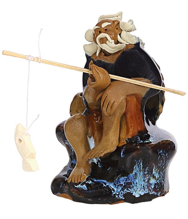 Bonsai-Figur 'Fischer', aus Keramik