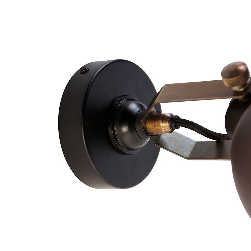 Industriële wandlamp zwart met goud verstelbaar - Liko