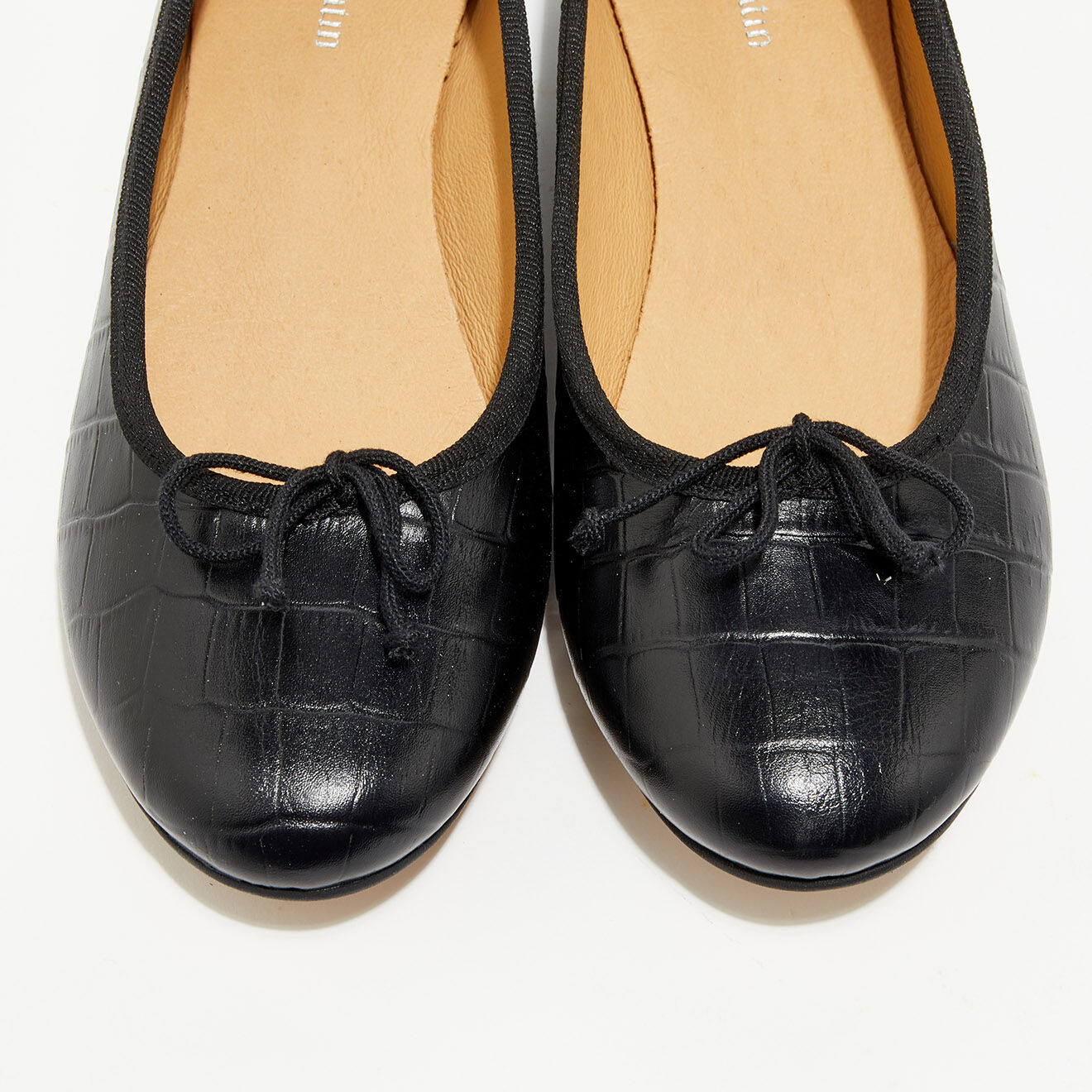 Quartier Latin Ballerines en Cuir Jeanne façon croco noires