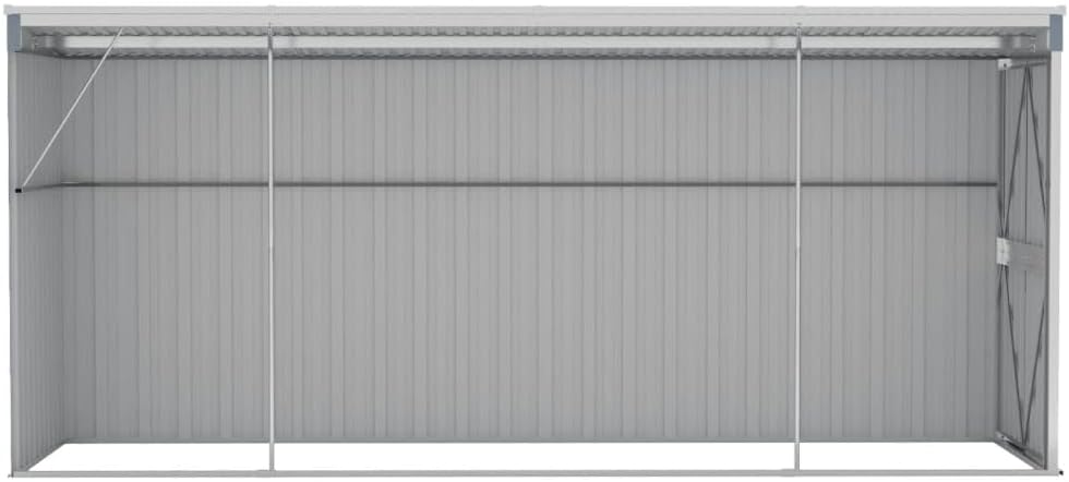 vidaXL Wand-Geräteschuppen Grau 118x382x178 cm Verzinkter Stahl