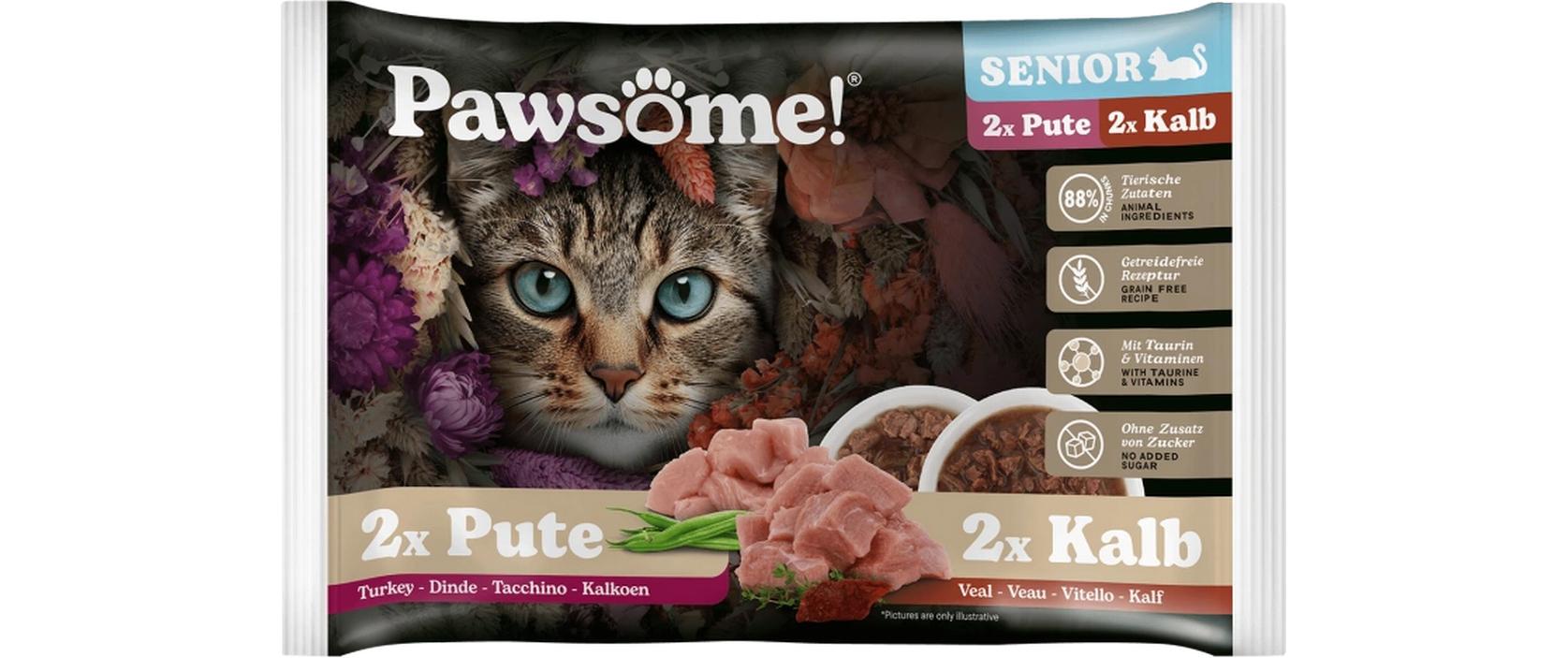 Cat Superfood Senior Kalb & Pute 4 x 85 gAlleinfuttermittel für ältere Katzen