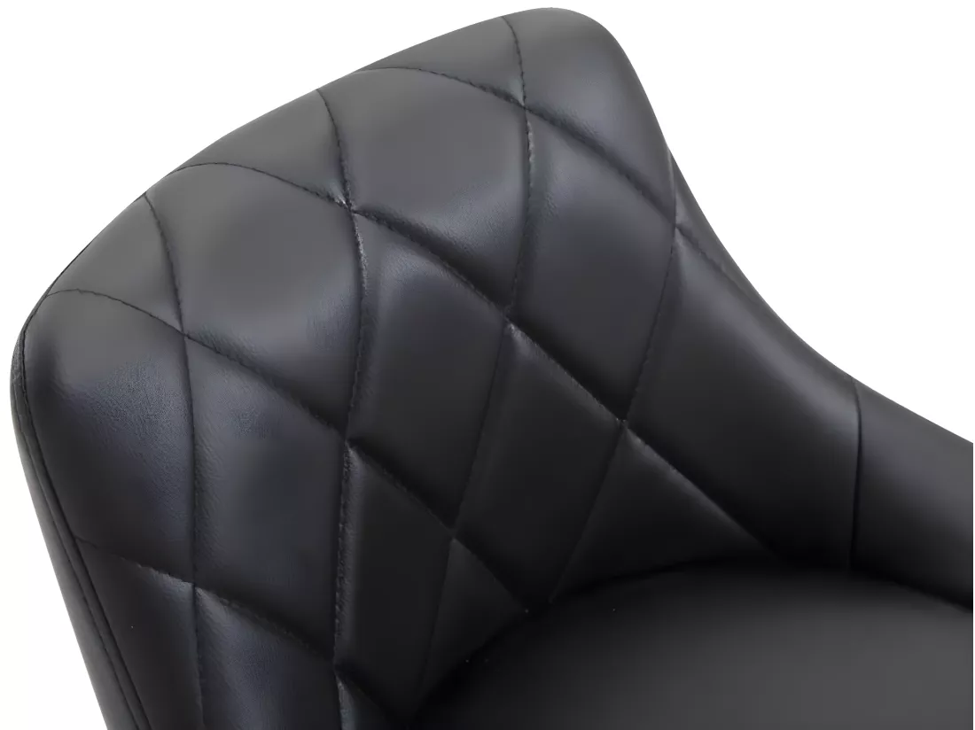 Lot de 2 Tabouret de bar - Similicuir & Métal chromé - Noir - Lazio