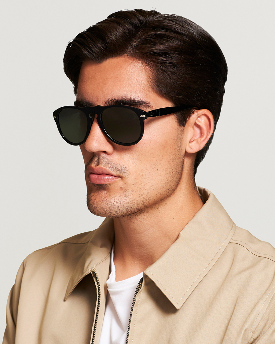 Persol 0PO0649 Sunglasses Black/Crystal Green