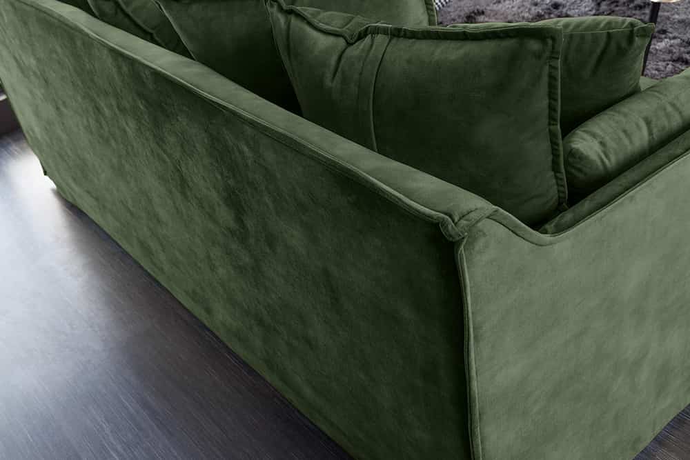 Großes 3-Sitzer Sofa HEAVEN 200cm dunkelgrün Samt Federkern waschbarer Bezug Hussensofa Couch