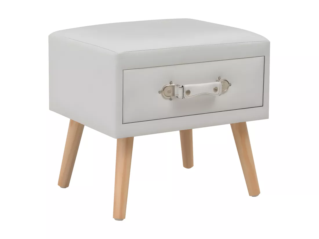 Table de chevet Blanc 40x35x40 cm Similicuir