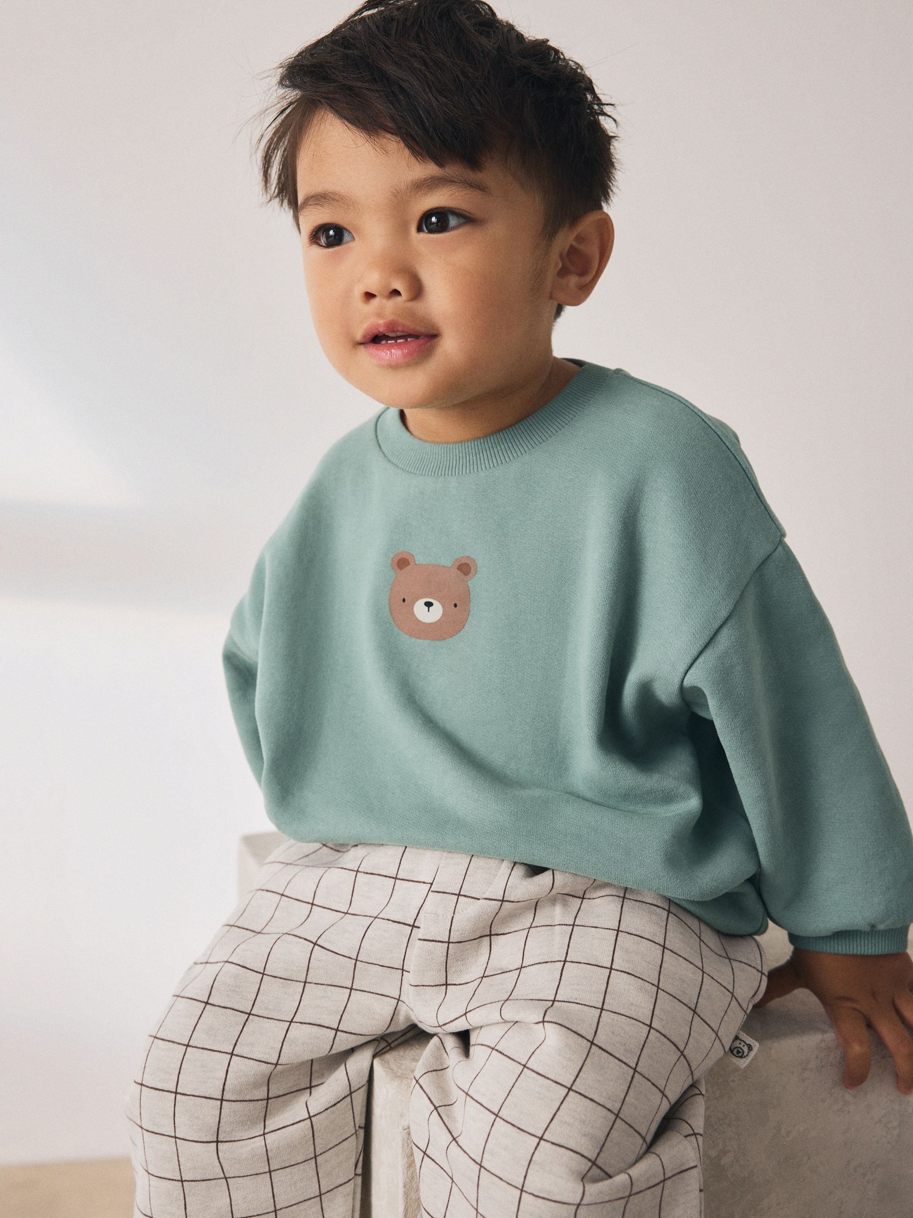 Blauw met beren - Set met sweatshirt en joggingbroek met strepen (3mnd-7jr)