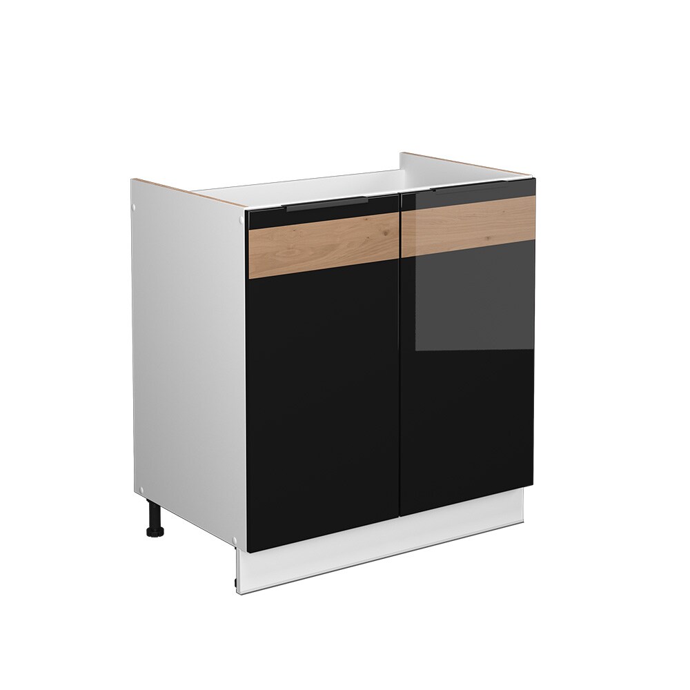 Vicco Spülenunterschrank Küchenschrank Küchenmöbel Fame-Line Weiß Schwarz Eiche 80 cm modern Hochglanz