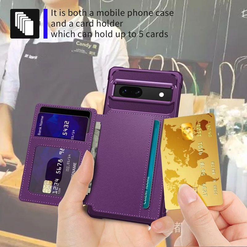 Portemonnee - Hoesje voor Google Pixel 7a - Paars - Back Cover met Pasjeshouder