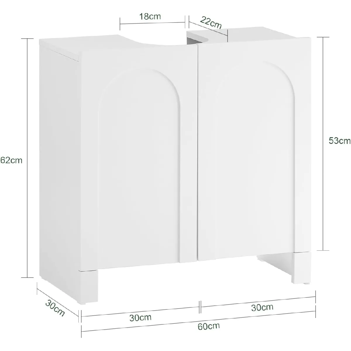 SoBuy Meuble sous-Lavabo 60x30x62 cm blanc BZR164-W