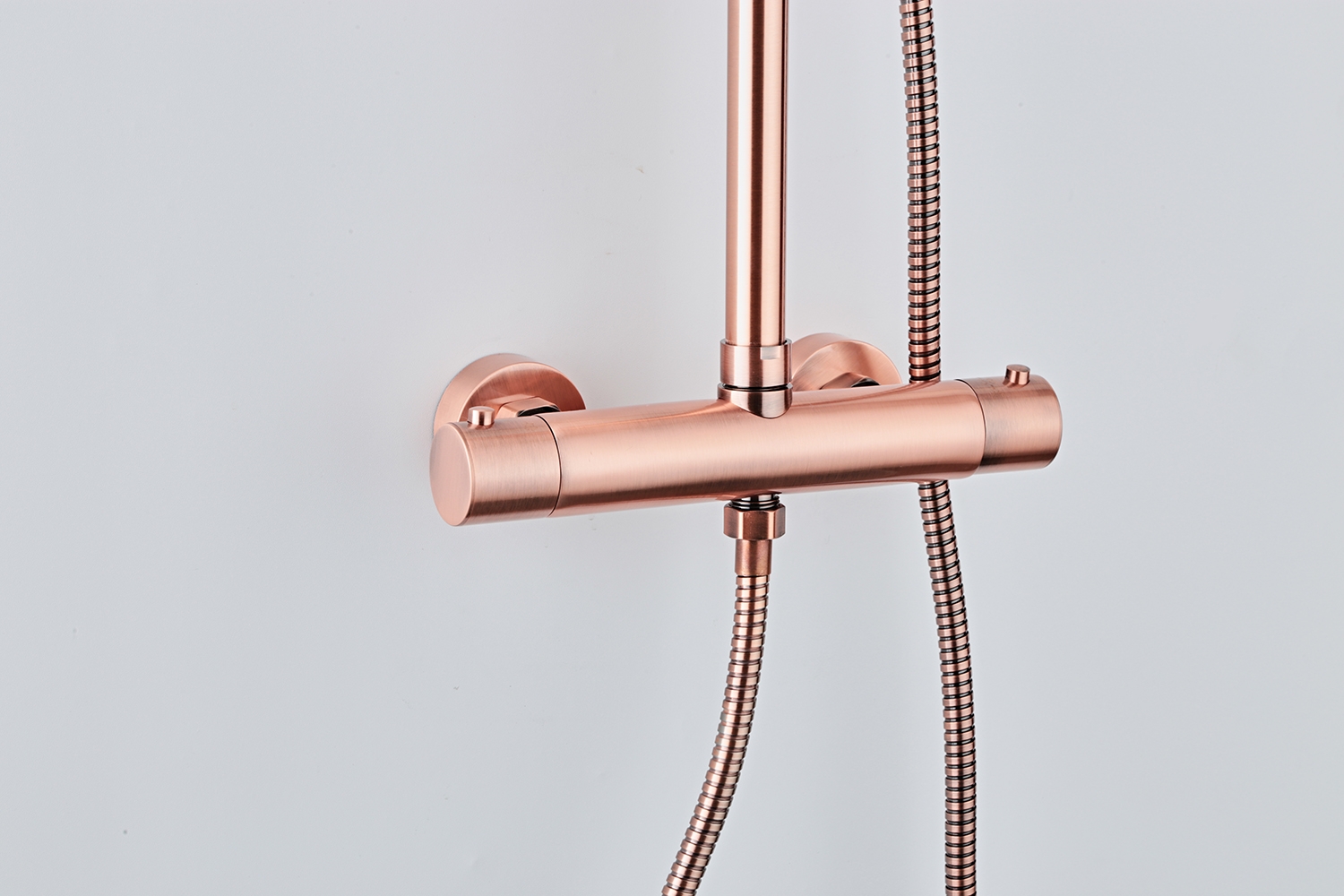 Saniclear Copper opbouw regendouche 30cm met thermostaatkraan en staafhanddouche koperkleurig