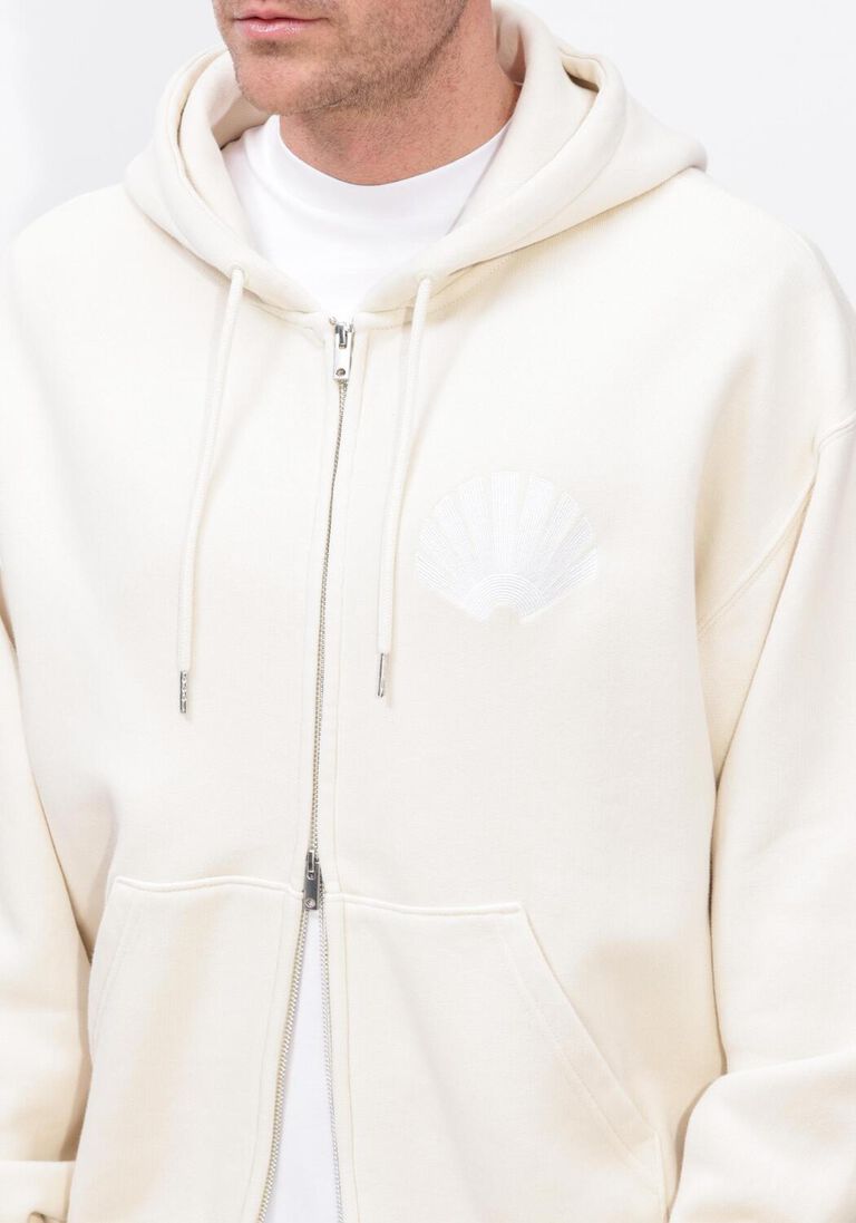 ecru new amsterdam surf association sweater logo zip hoodie ecru/white