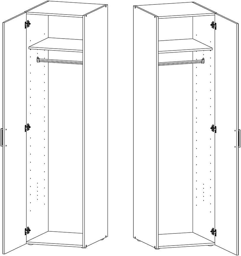 Lomadox Garderobenschrank Kleiderschrank 1-türig mit Kleiderstange, Eiche, B/H/T ca. 40/185/54 cm