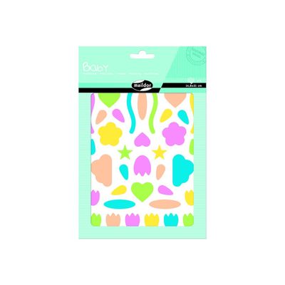 Maildor - 6 feuilles gommettes multiformes - fluo