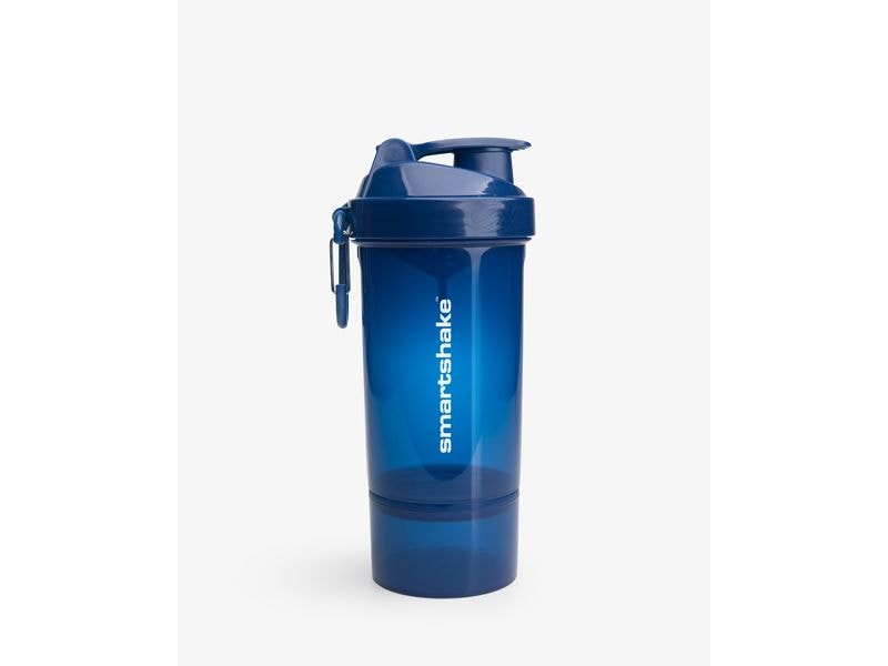 Smartshake Original2go One 800 ml, Marineblau Flasche mit Fach für Nahrungsergänzungsmittel, Früchte und Müsli