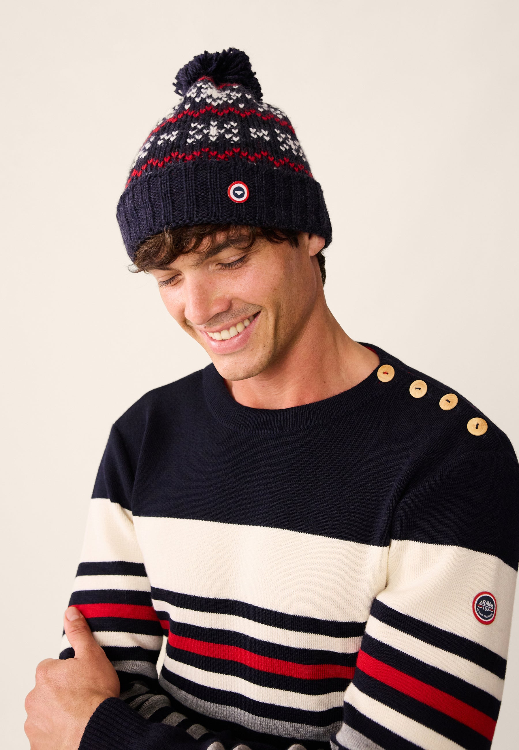 Bonnet en laine-Bonnet Pompon Flocon