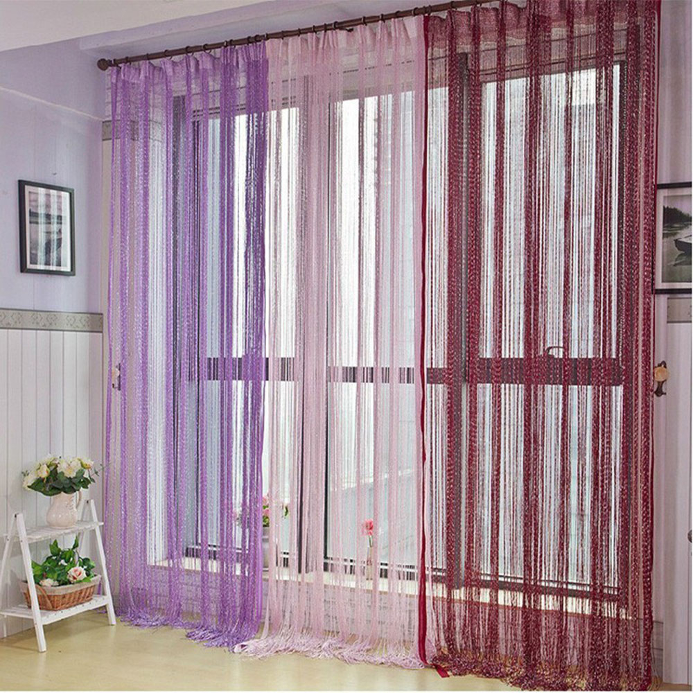 (100x200cm) Faden Vorhang Home Deko Glänzender Türvorhang Party Accessoire - Rosa / Silber