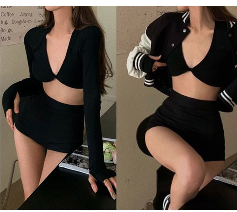 Komorkowe - Set: Plain Rash Guard + Swim Bottom