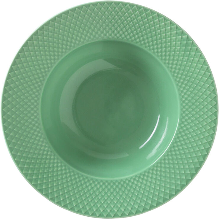 Lyngby Porcelæn Rhombe Dyb tallerken Ø24,5 cm grøn porcelæn Grøn