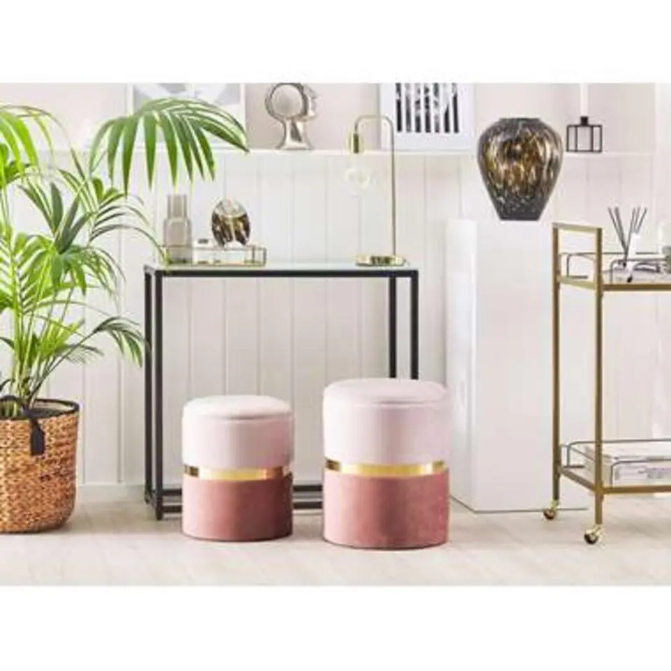 WICHITA - Poef - Roze - 36/31 cm - Fluweel