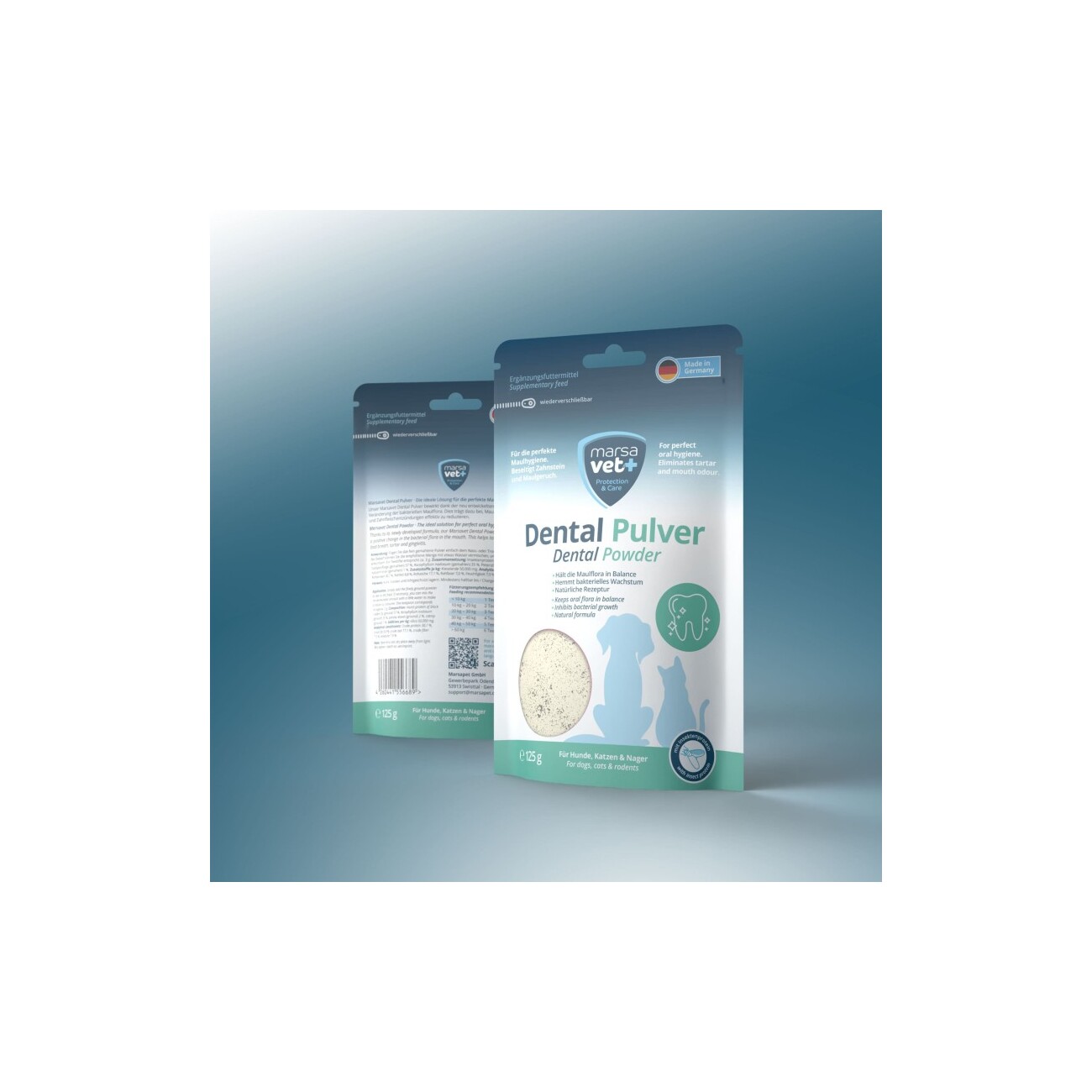 Marsavet Dental Zahnpulver für Hunde, Katzen und Nagetiere mit Insektenprotein - 125 g