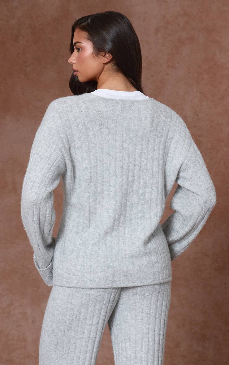 Gris Cardigan En Maille À Revers