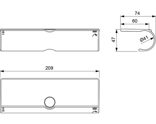 Opberglade met omslag Ideal Standard Ceratherm T50 chroom glanzend A7601AA