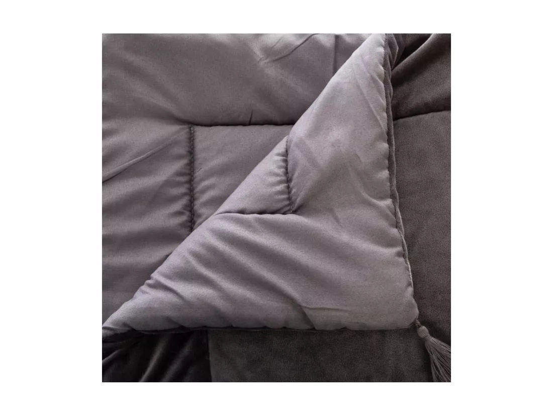 Edredon couverture en Velours Gris 80 x 180 cm