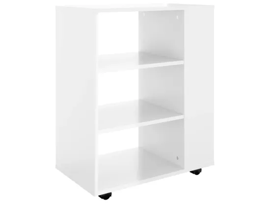 Armoire à roulettes Blanc brillant 60x35x75cm Bois d’ingénierie