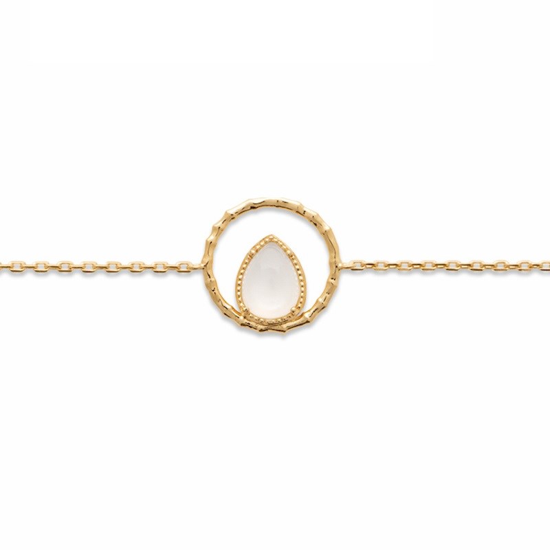 Bracelet Fin Plaqué Or Pierre de Lune Pierres Precieuses