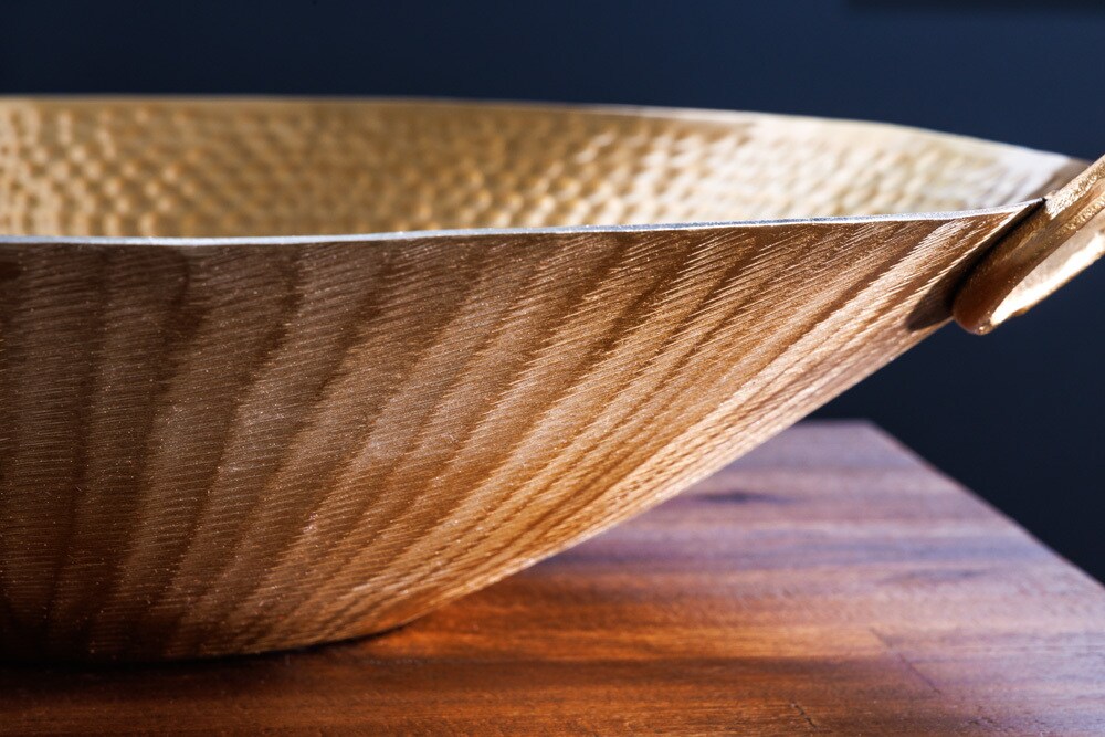 riess-ambiente Deko Schale ORIENT - 55cm gold Metall Hammerschlag Design Handgearbeitet