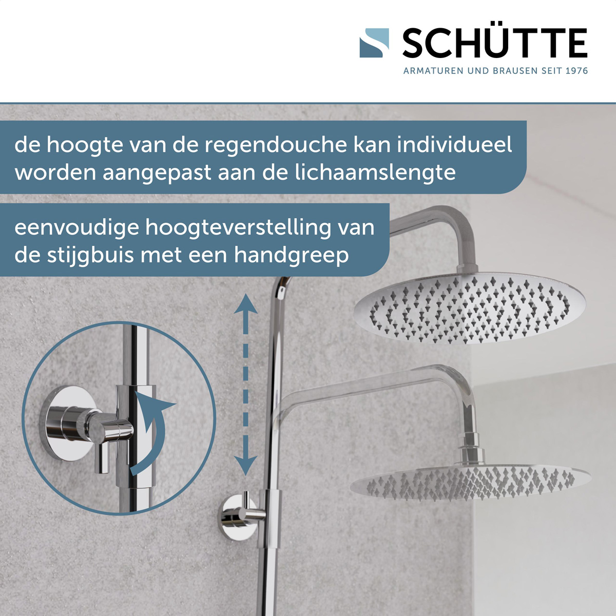 Schutte Aquaduct regendoucheset met thermostatische kraan chroom