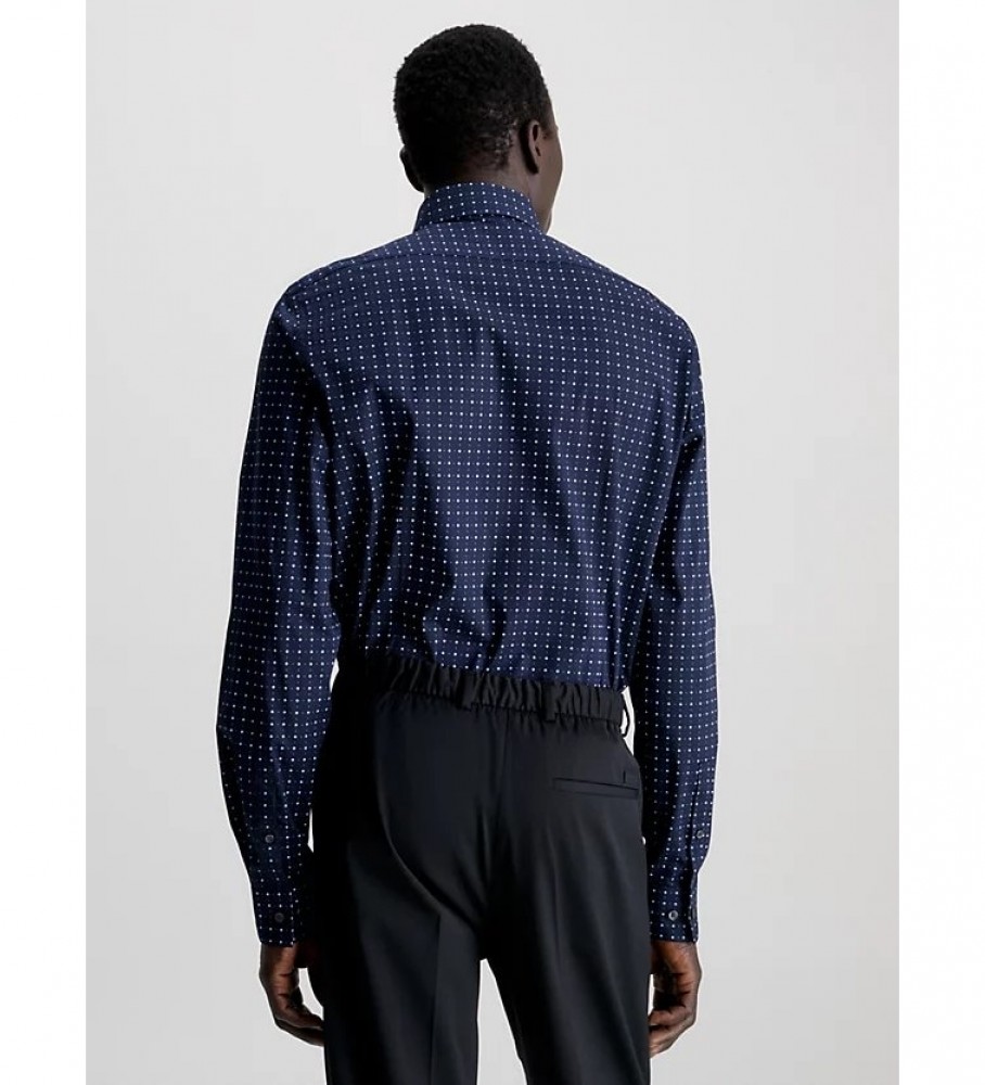 Camisa Calvin Klein Slim Popeline Azul Marinho