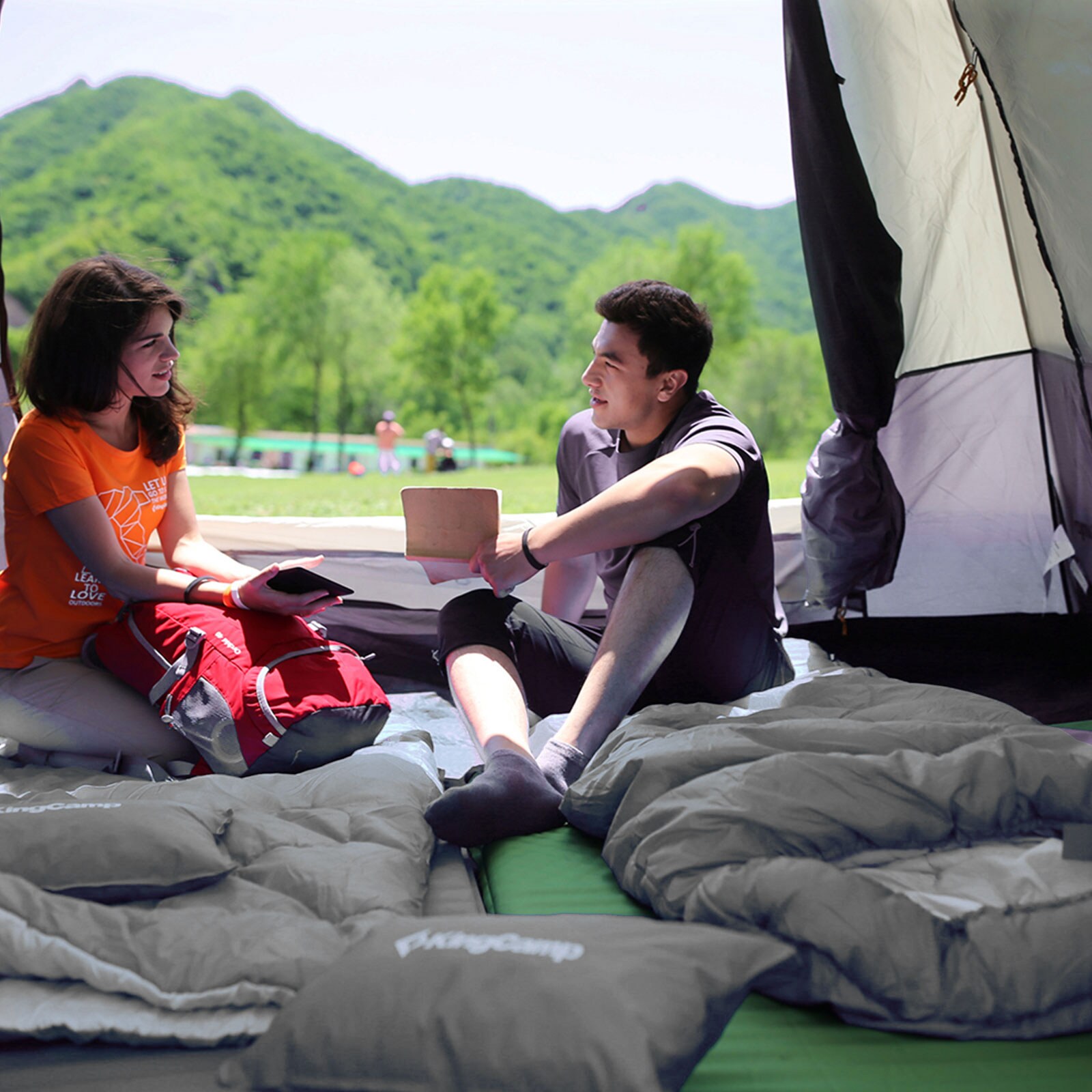 KINGCAMP Oasis 250 Kinder Decken Schlafsack Sommer Camping 1,40 m Lang & Breit Variante: Rose Red - Zipper L