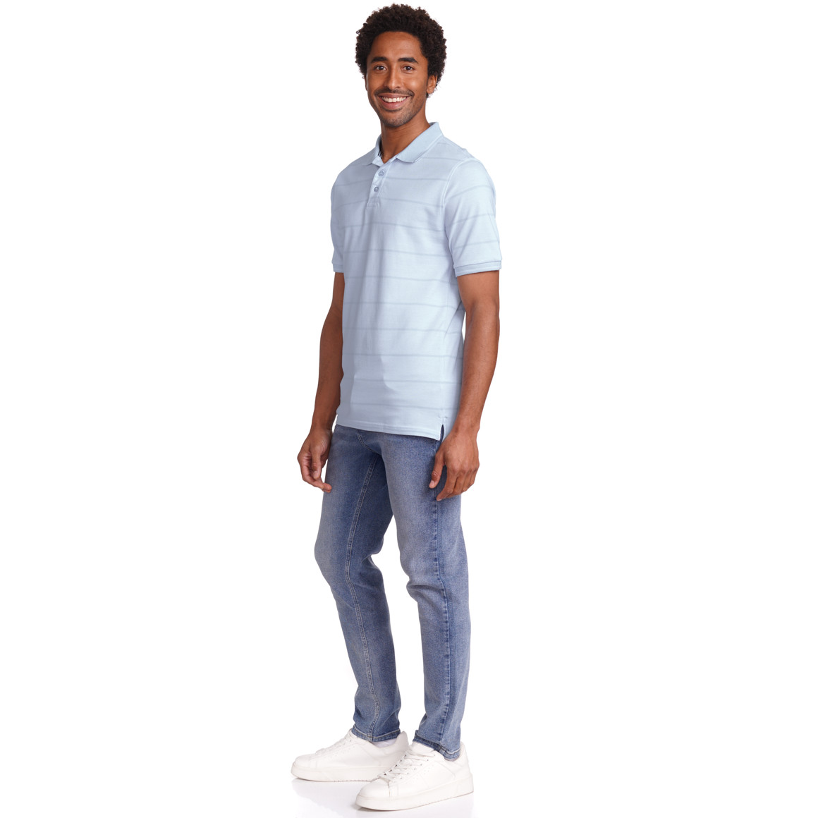 VanVaan Herren Poloshirt mit Streifen hellblau