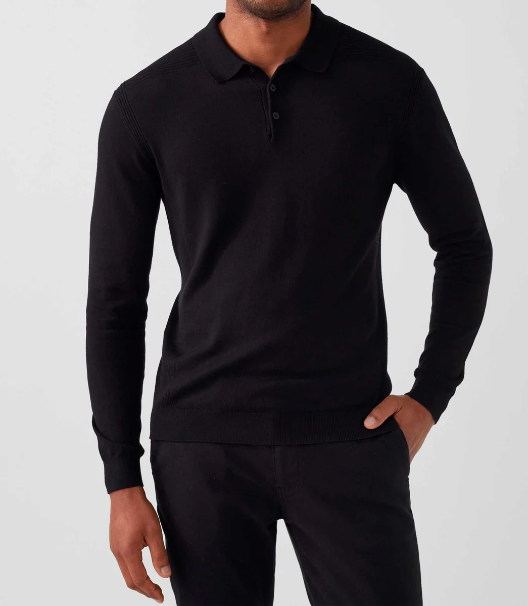 Polo manches longues noir 