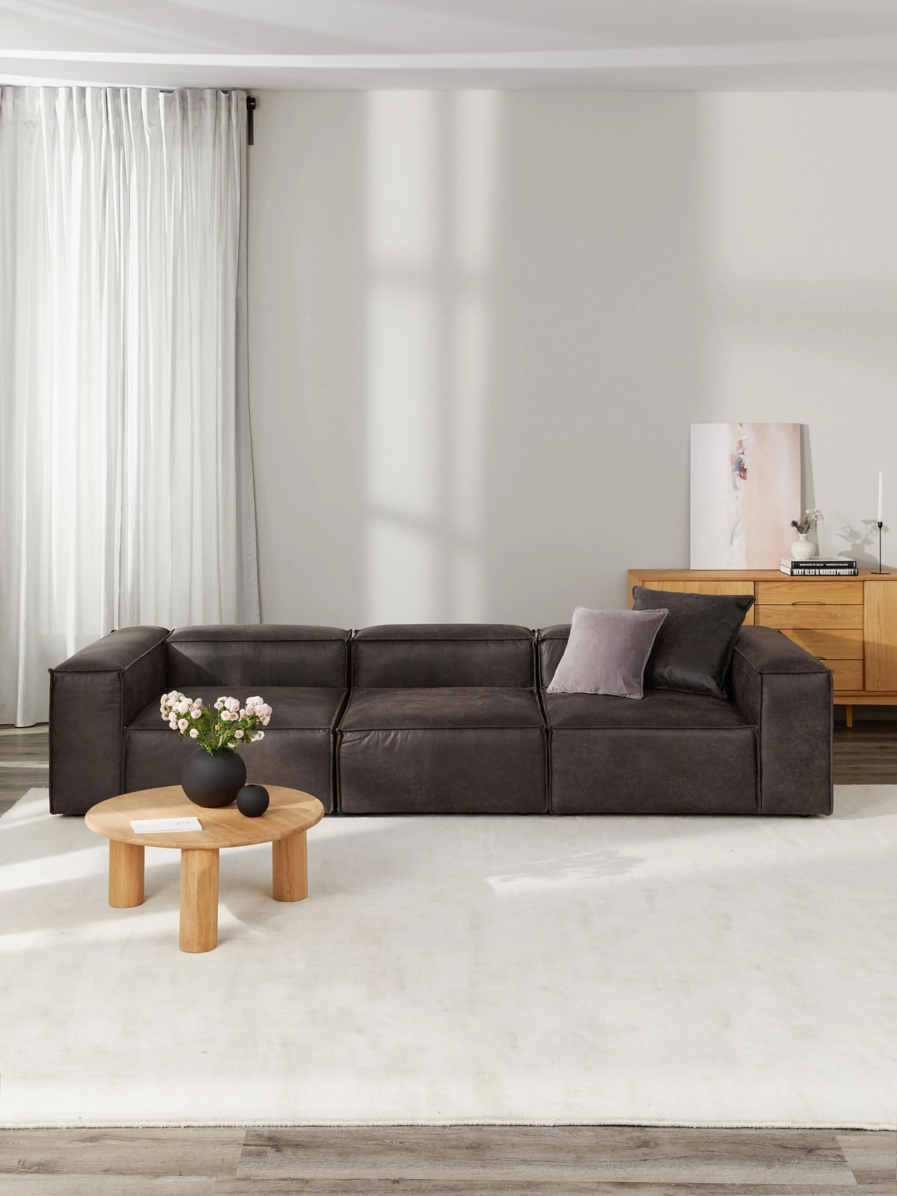 Modulaire bank Lennon (4-zits) van gerecycled leer