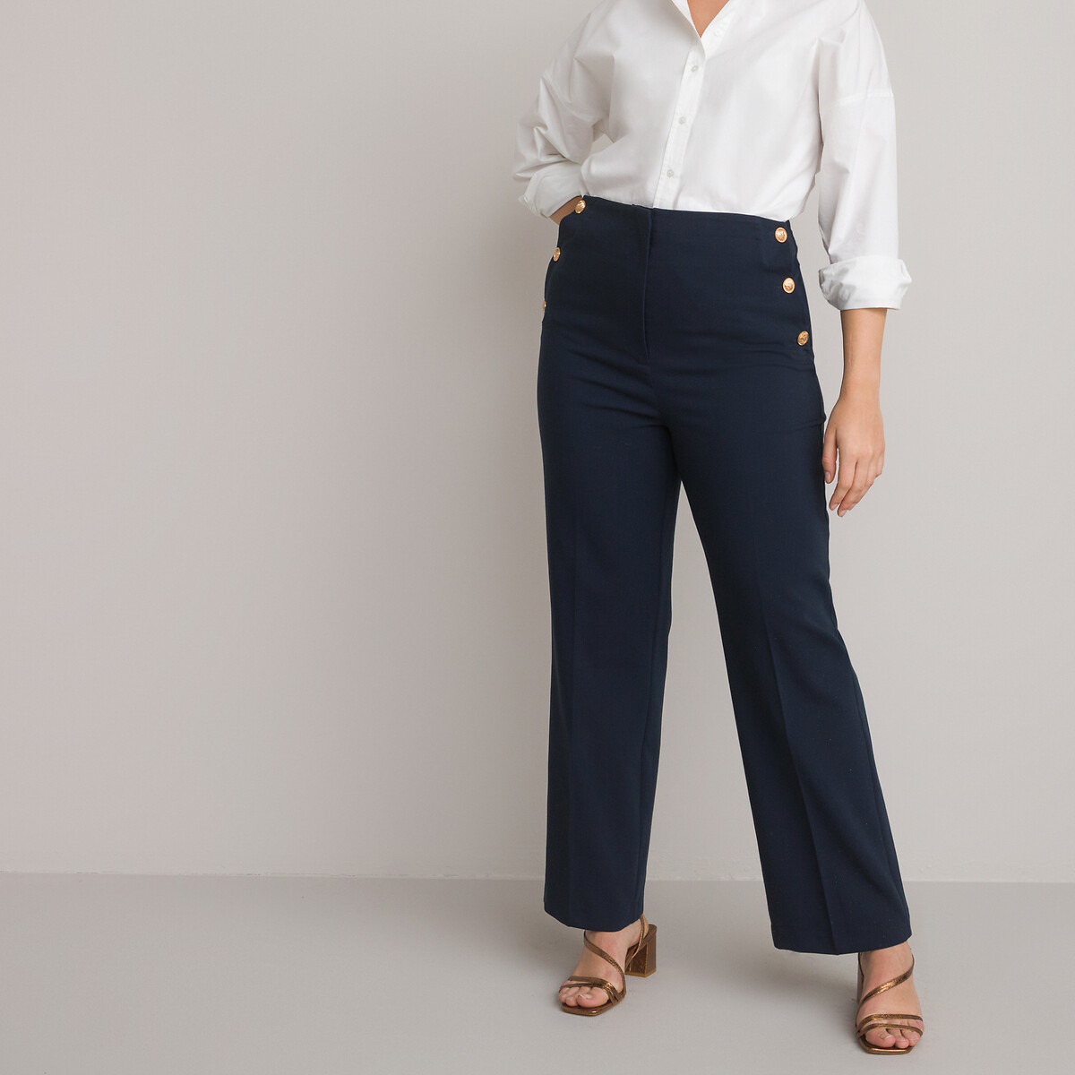 COLEÇÕES LA REDOUTE<br>Calças com fecho cruzado exclusivo
