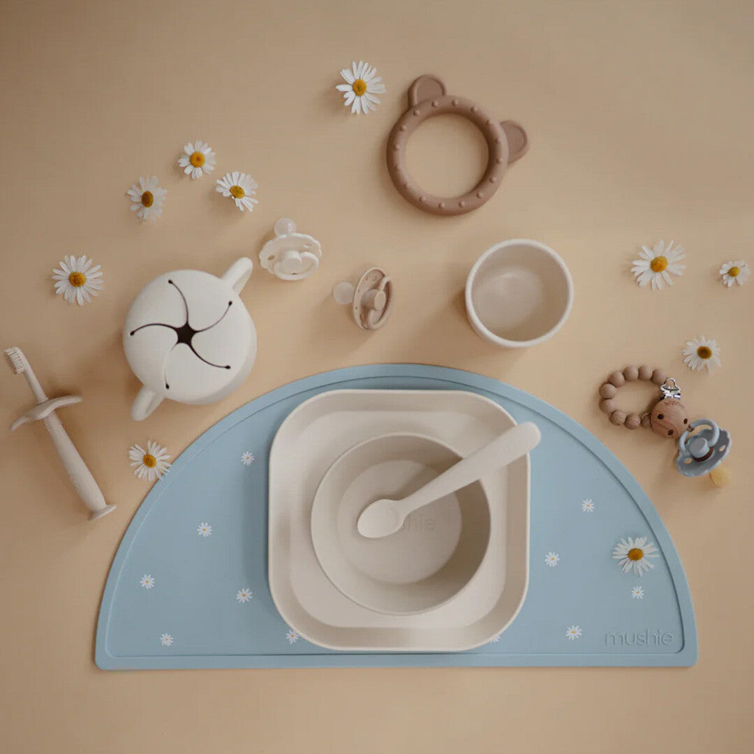 Mushie kinderborden vierkant - ivory - 2st