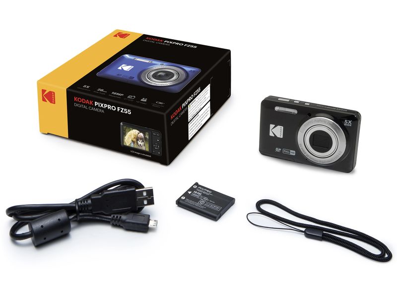 Kodak Fotokamera PixPro FZ55 – Schwarz Schlanke, kompakte Point-and-Shoot-Kamera