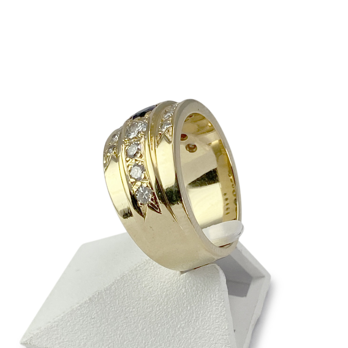 Bague d'occasion or 750 jaune diamants saphir