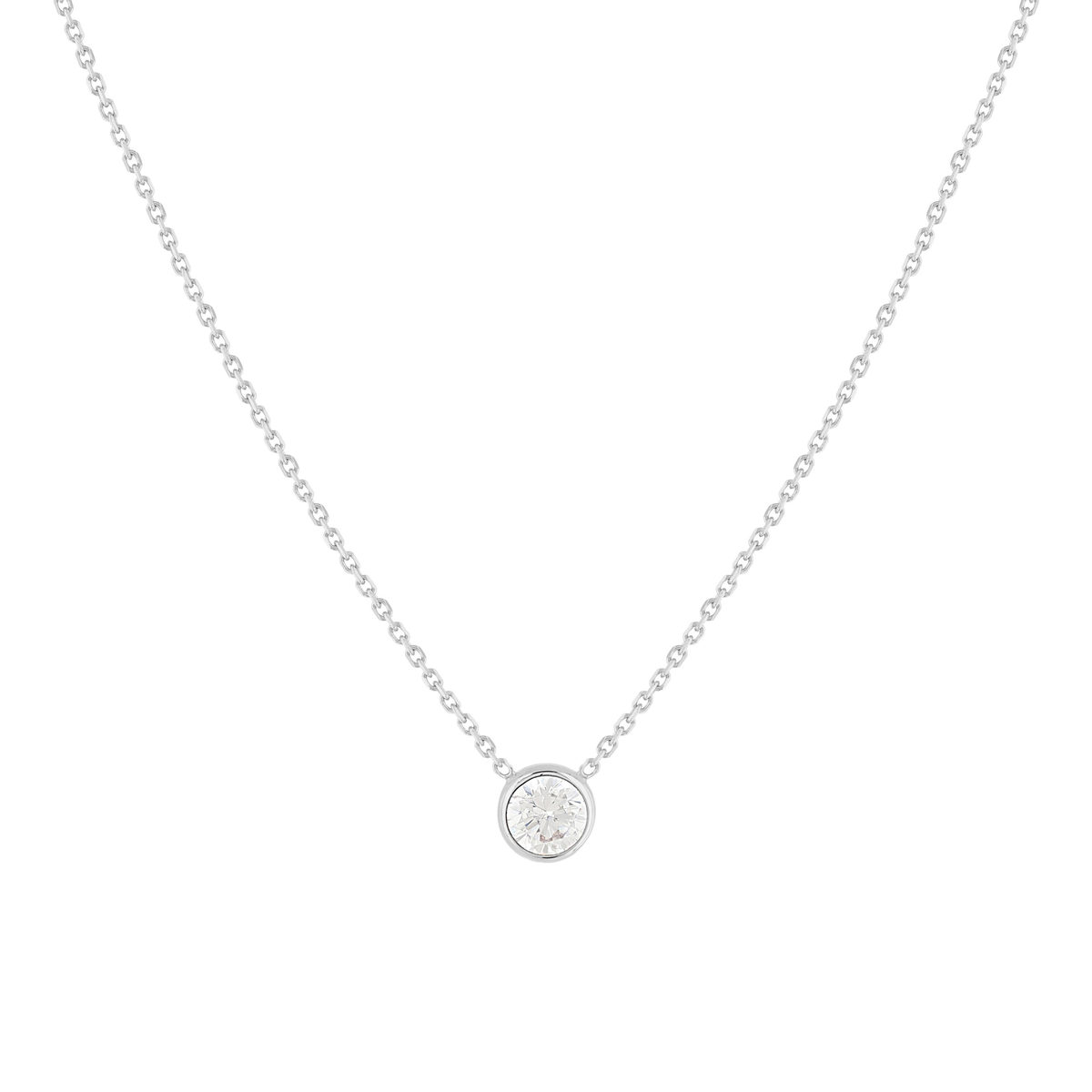 Collier or 375 blanc zirconia 45 cm