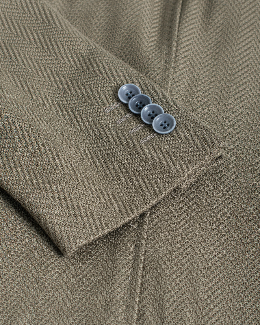 Canali Textured Cotton Jersey Blazer Olive