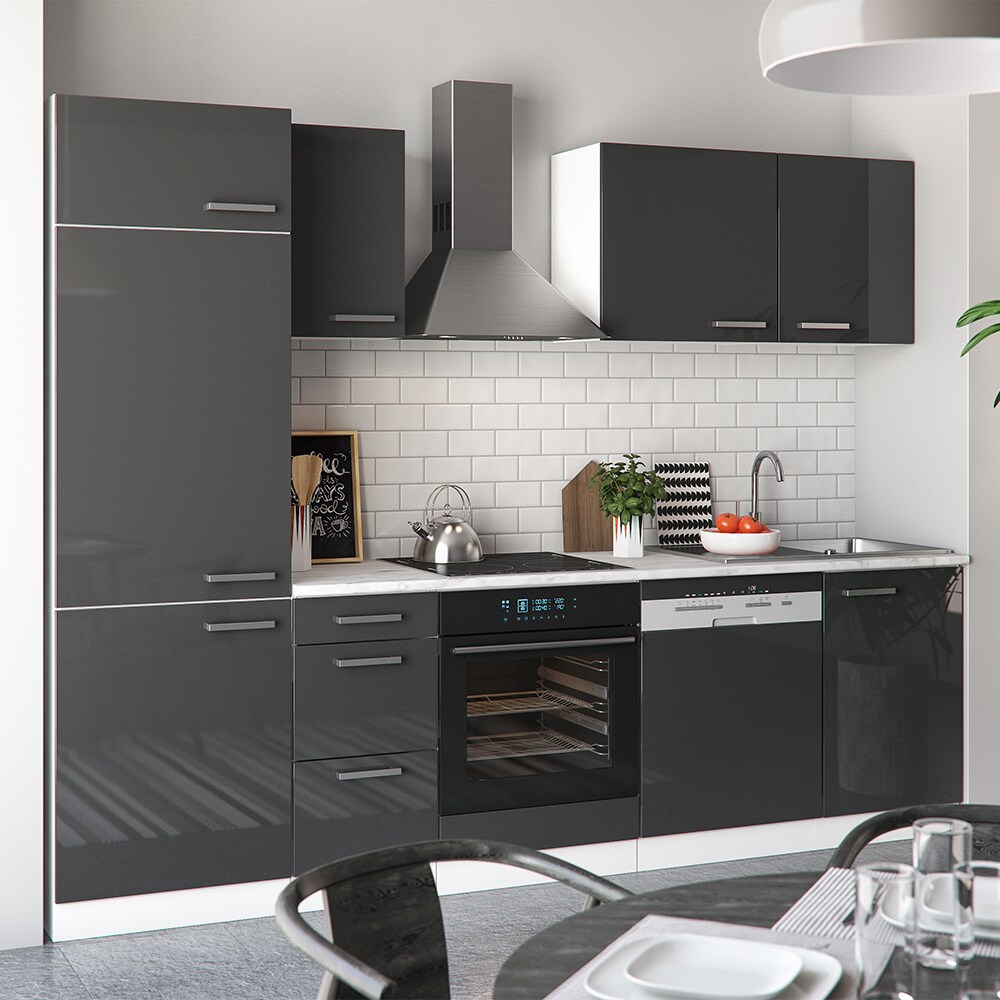 Vicco Küche 270 cm Küchenzeile Küchenblock EinbaukücheAnthrazit Hochglanz