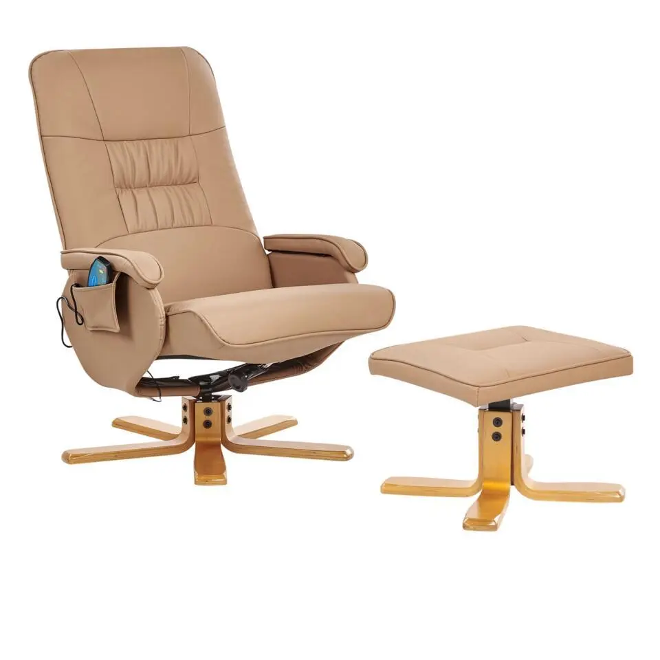 RELAXPRO - Relaxfauteuil met voetenbank - Lichtbruin - Kunstleer