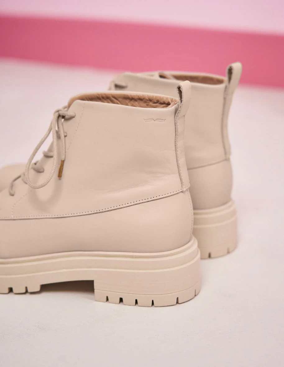 Bottines à lacets Bérénice - Cuir crème