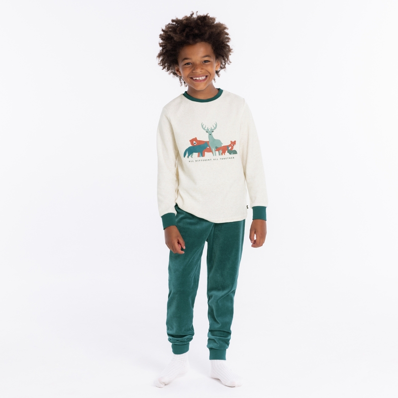 Pyjama en velours motif animaux turquoise garçon