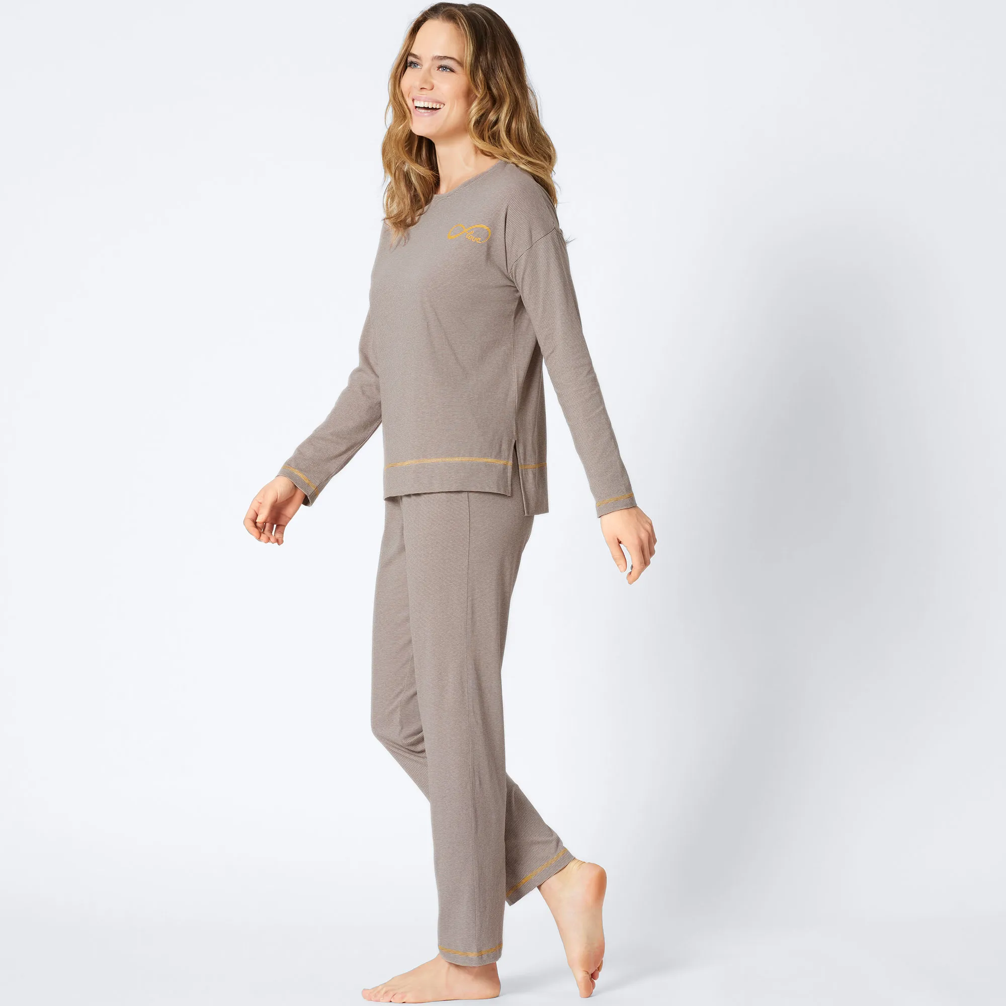 Damen-Schlafanzug mit Ringelmuster, 2-teilig