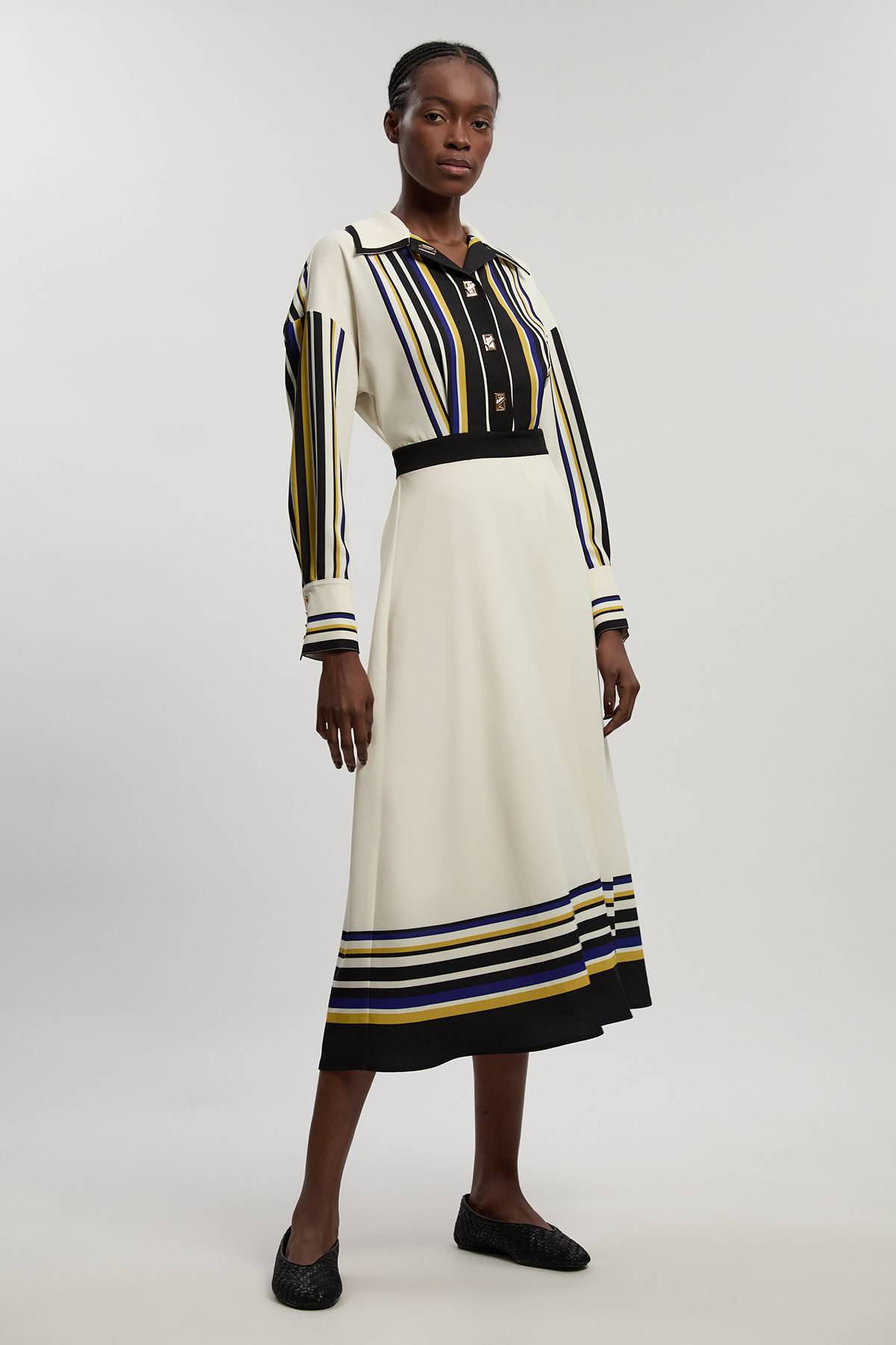 KarenMillen Robe Chemise Maxi En Sergé Tissé À Rayures Contrastées